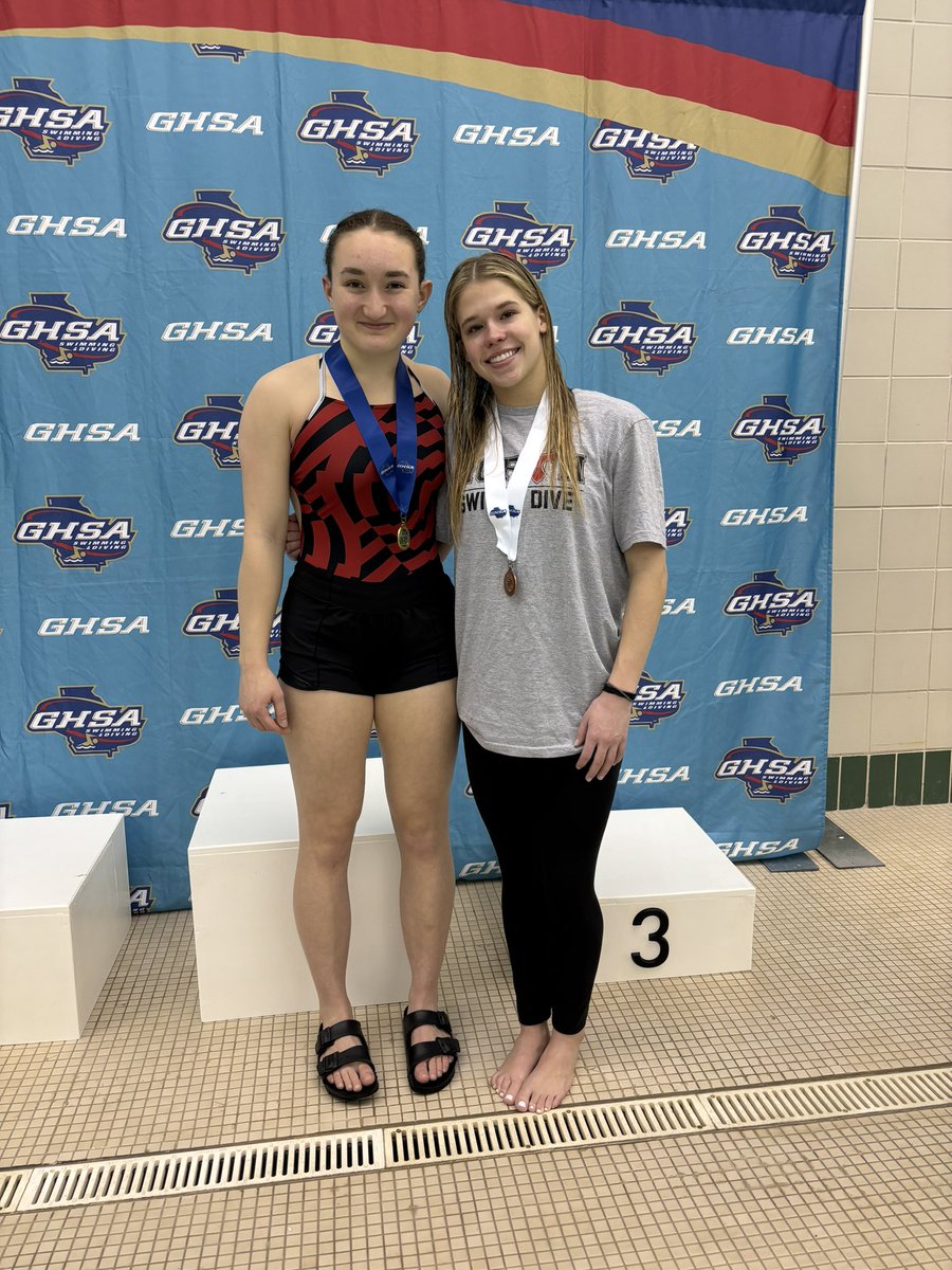 Congratulations to Ivy Buckley &amp; Rin Drudge for winning 1st &amp; 3rd, respectively, in the <a href="/GHSADiving/">GHSA Diving</a> State 4-5 Championship