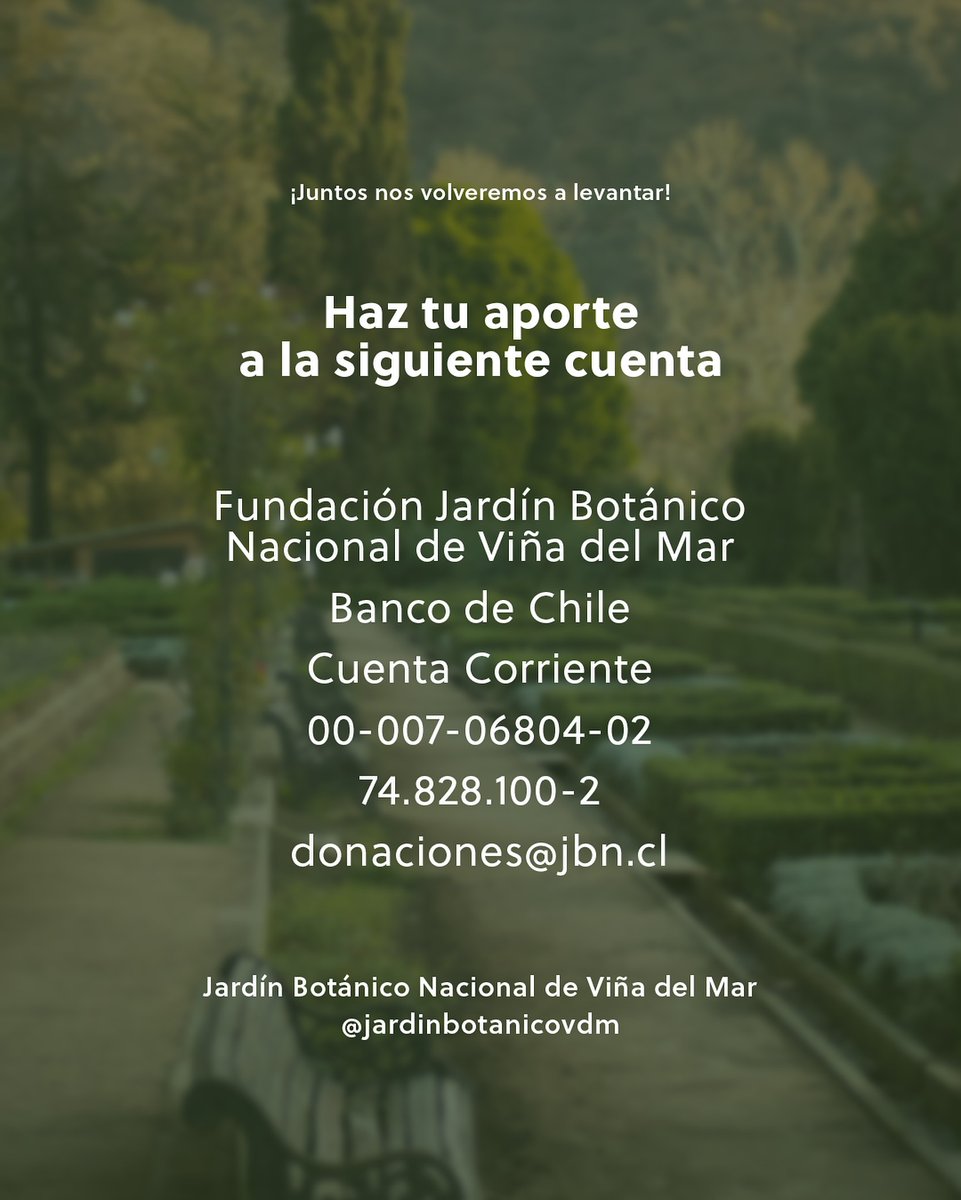 Nos solidarizamos con nuestros colegas del Jardín Botánico Nacional de Viña del Mar ante esta desgracia nacional. Nuestros más sentido pésame por la pérdida de vidas. Aquí  un pedido especial para contribuir a su pronta recuperación.
Lean⬇️y más información a: donaciones@jbn.cl