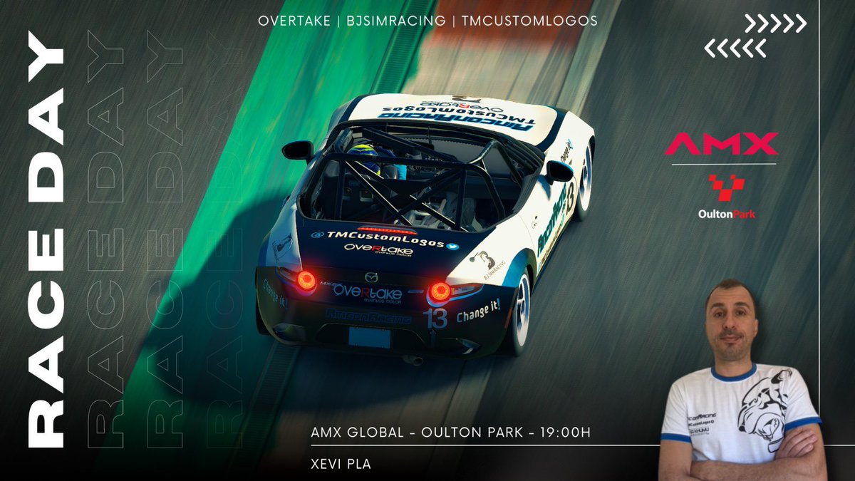 RACEDAY!🏁

Middle week, eso significa disputar la <a href="/AMX_Global/">AMX Global</a> , salta a pista el viejo, si, el gran Xevi, experto en llevar coches lentos🔥.

🙎🏻‍♂️<a href="/PlaXevi/">Xevi Pla</a> 
🏴󠁧󠁢󠁥󠁮󠁧󠁿 Outlon Park
🚗 Mazda MX-5
⏰ 19:00hs 🇪🇸 

Lets go!🔝