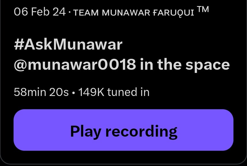 Danishkk1134's tweet photo. 149k people were part of Munawar's space today
#MunawarFaruqui
#AskMunawar https://t.co/7Wiu0d6UkA