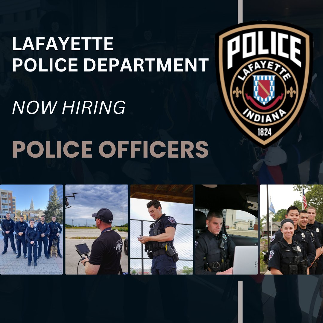 Lafayette Police Department is seeking dedicated individuals to join our team! Whether you're a Recruit Officer or a First Class Officer, we value your experience.

bit.ly/3H6RLx9

#LafayettePD #NowHiring #PoliceOfficers #LawEnforcementJobs #JoinOurTeam