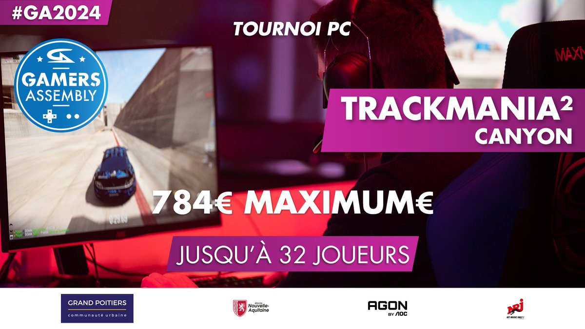 🚗 Un belle voiture, un canyon ... Non ce n'est pas le début d'une  publicité, c'est le tournoi Trackmania Canyon de la #GA2024 ! Passe la  5e et prends ta place !   

👉  ga2024.gamers-assembly.net/tournois/track…