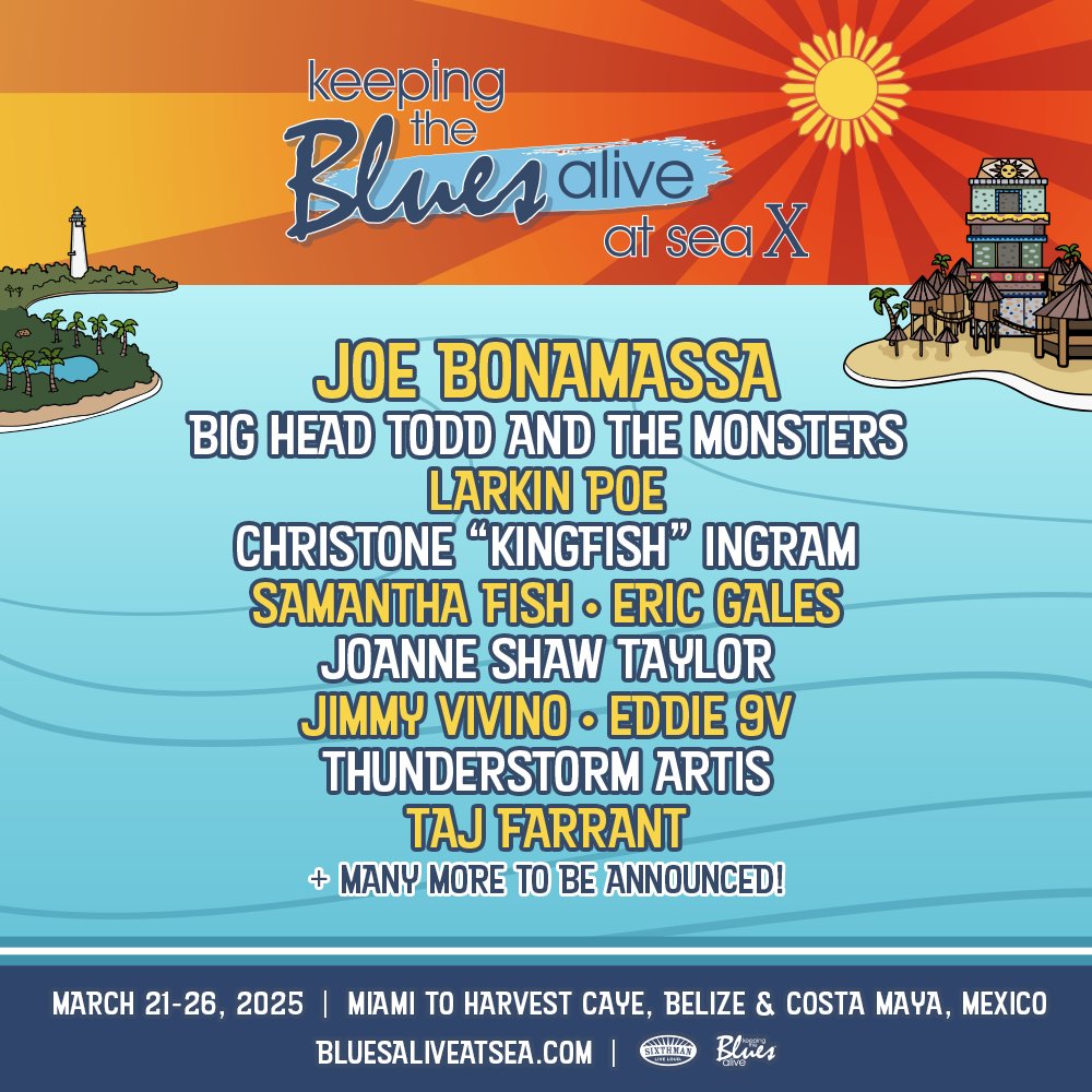 We just couldn't keep it to ourselves any longer... #bluesaliveatsea will return for its tenth voyage next year, sailing March 21-26, 2025 from Miami to Harvest Caye, Belize and Costa Maya, Mexico! Join the pre-sale for as low as $100 down per person at bluesaliveatsea.com/home