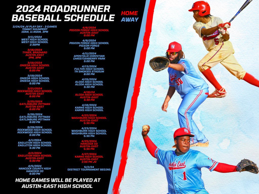 Baseball schedule for 2024 💪🏾⚾ LETS GO AE <a href="/AEHS_Baseball/">Austin-East Baseball</a> <a href="/k_money_shot/">Kaylin Chesney</a>