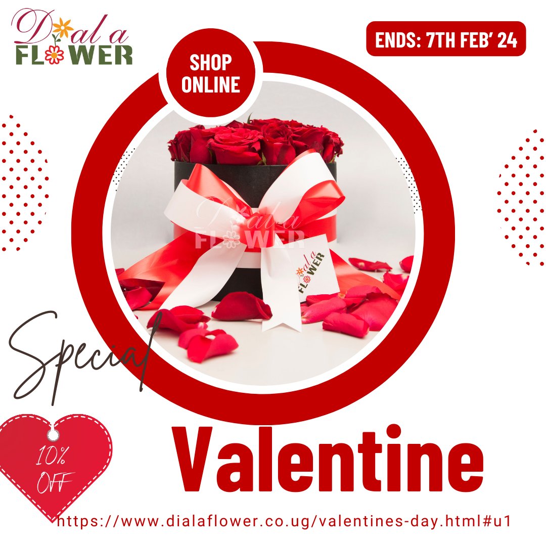 dialaflower's tweet image. "⏰ 7 Days TO-GO! Shop conveniently for Valentine’s Day flowers on our online store. 🌹 FREE delivery in Kampala+ Get a 10% OFF now: [dialaflower.co.ug/valentines-day…] #ValentinesDay 💝

For 100% Discount offers, tune into @933kfm  on #KZone with @DoreenNasaasira   and @aggie_uwase