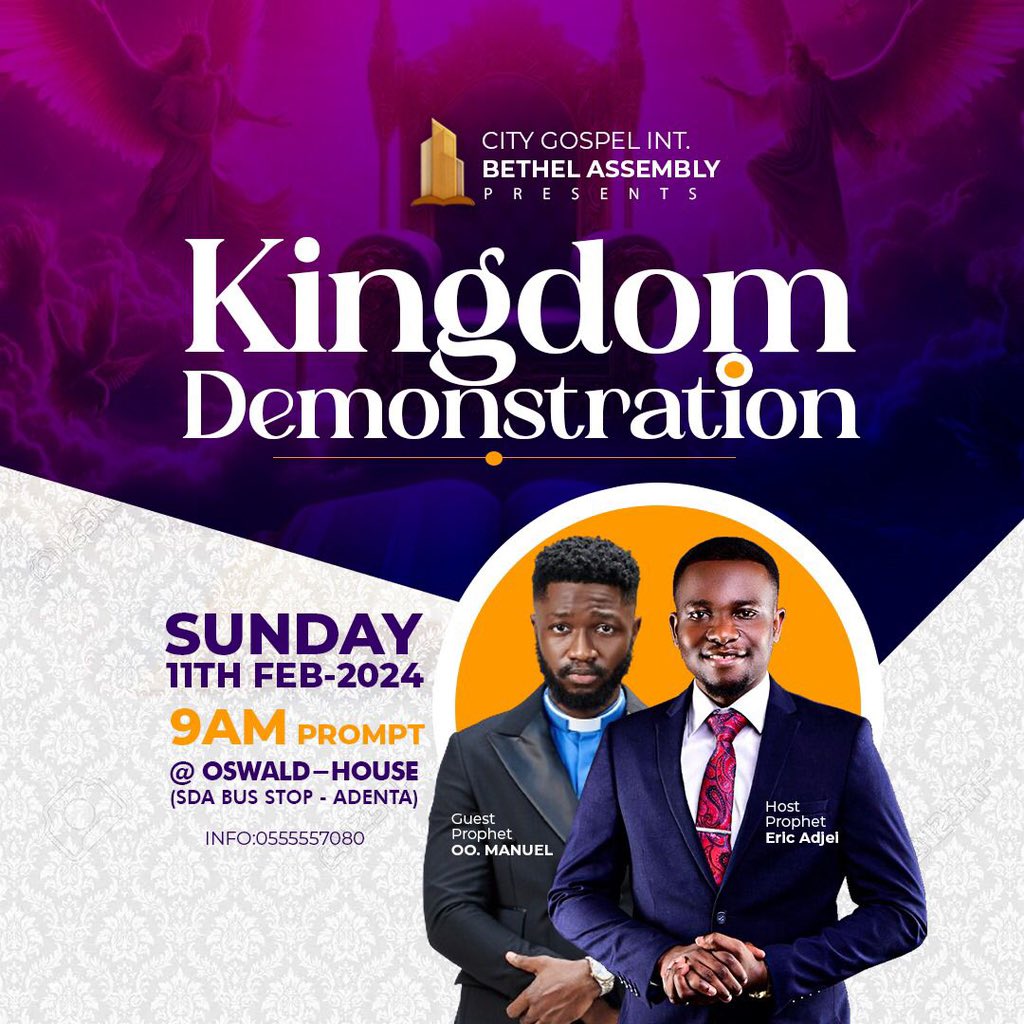CGI_Bethel's tweet image. Get ready for a powerful encounter with the prophetic at 'Kingdom Demonstration' on February 11th, with Prophet O.O. Manuel! Join us as we witness the mighty works of God and experience His presence like never before. Save the date and be part of this.🙏🏾