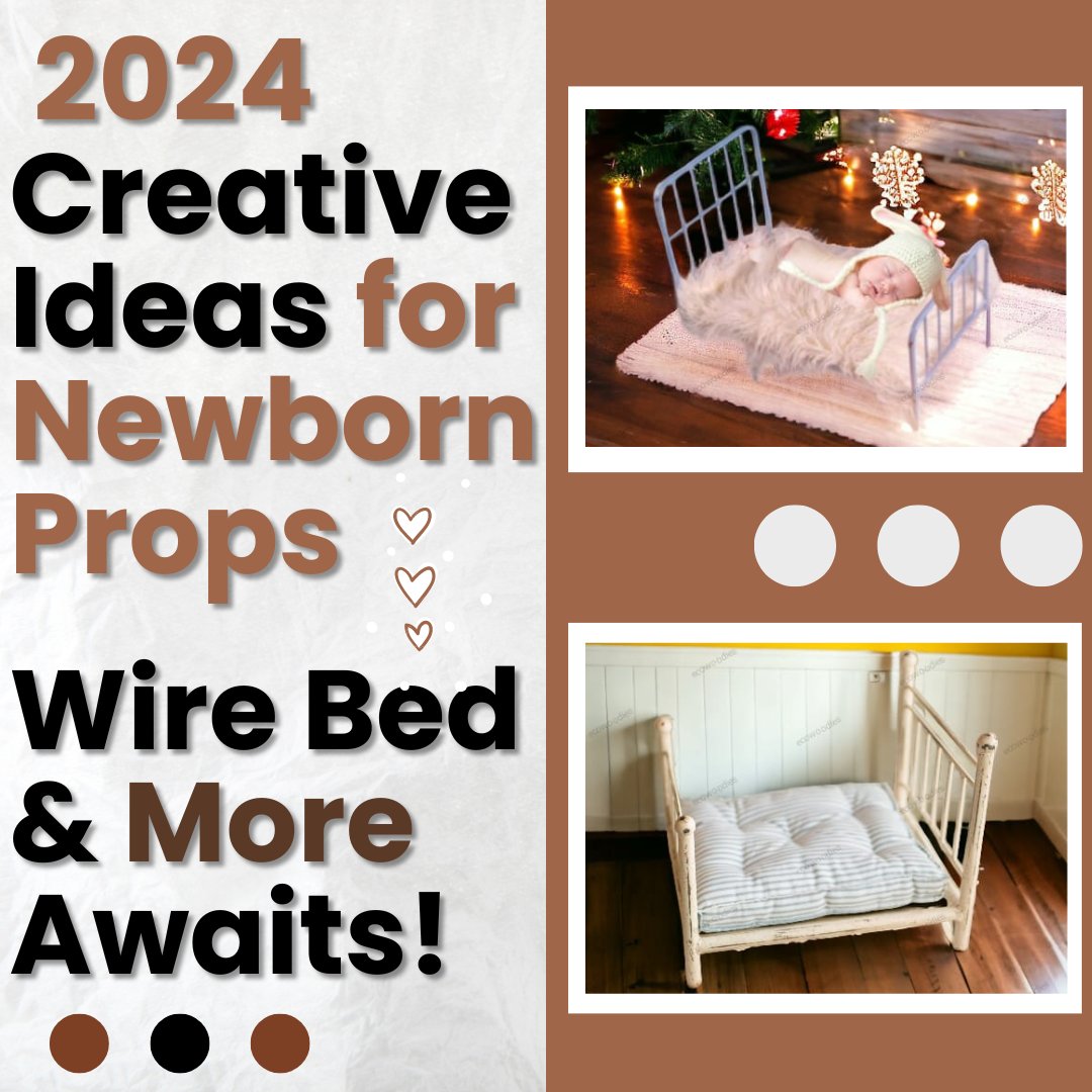 EcoWoodies unveils 2024's trendiest bamboo rattan newborn photography props. Trending lightweight Vintage Wire Bed also designed for professional photographers to capture beautiful newborn moments #ecowoodies #newbornphotoprop #newbornpose #newbornphotography