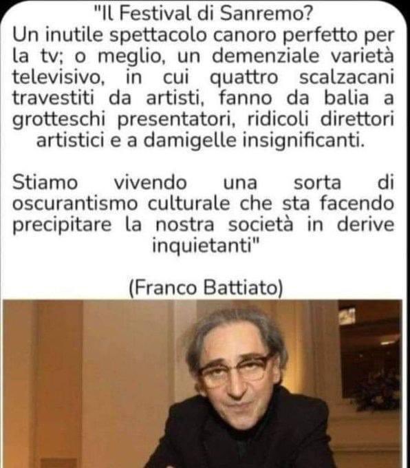 Niente da aggiungere. Il maestro era avanti anni luce 
#FrancoBattiato