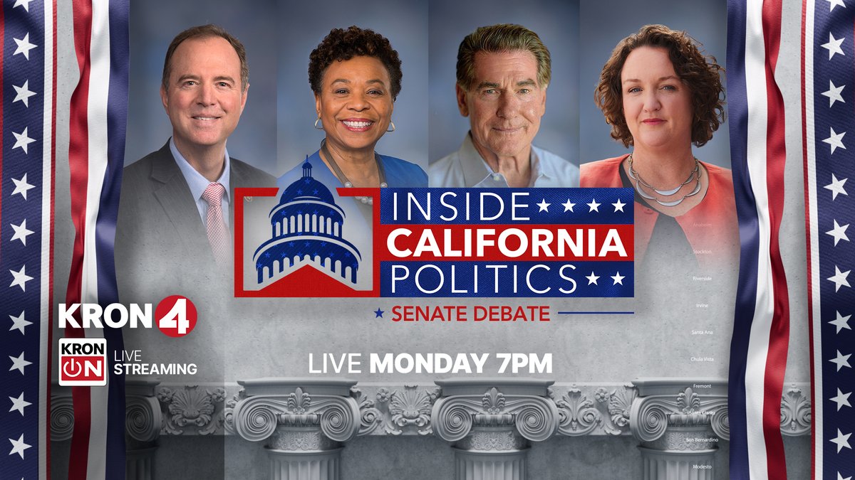 The 4 top candidates vying to win the U.S. Senate seat held for decades by the late Sen. Dianne Feinstein will take to the debate stage Monday at the KRON4 News studio. Here's how to watch: trib.al/x1NZDah