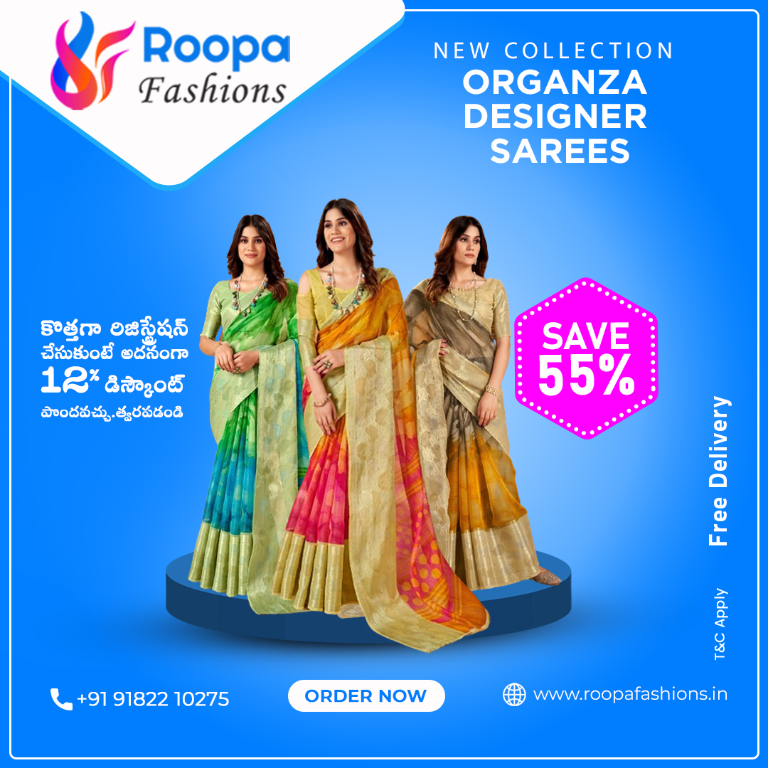 RoopaFashions's tweet photo. Organza Designer sarees @ https://t.co/XCTwoj9u8p
55% EXTRA OFF on Sarees.
Use coupon NEWREG12 and Get 12% EXTRA https://t.co/B7Zue74sKW