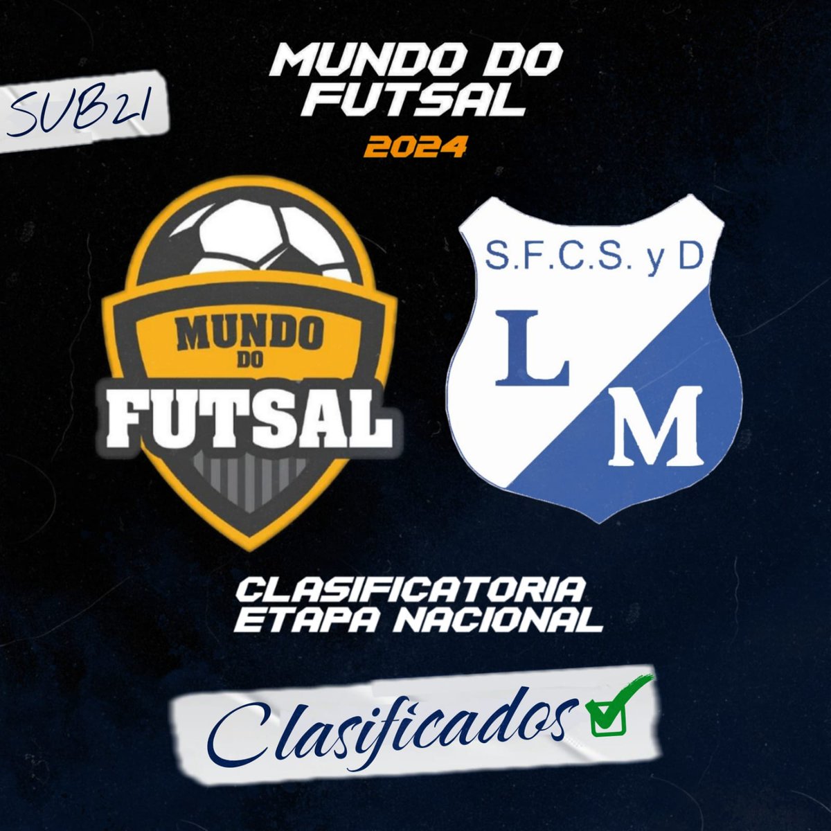 LDMfutsal's tweet photo. Clasificados a la Etapa Regional de la Copa Mundo do Futsal. ✅

El torneo que comenzará el fin de semana del 10 de Febrero, consta de 2 llaves de 8 equipos, en las cuales se disputarán 4tos, semis y finales, dando como resultado 2 equipos que clasificarán a la Etapa Nacional. https://t.co/AfpTwfaJ0j