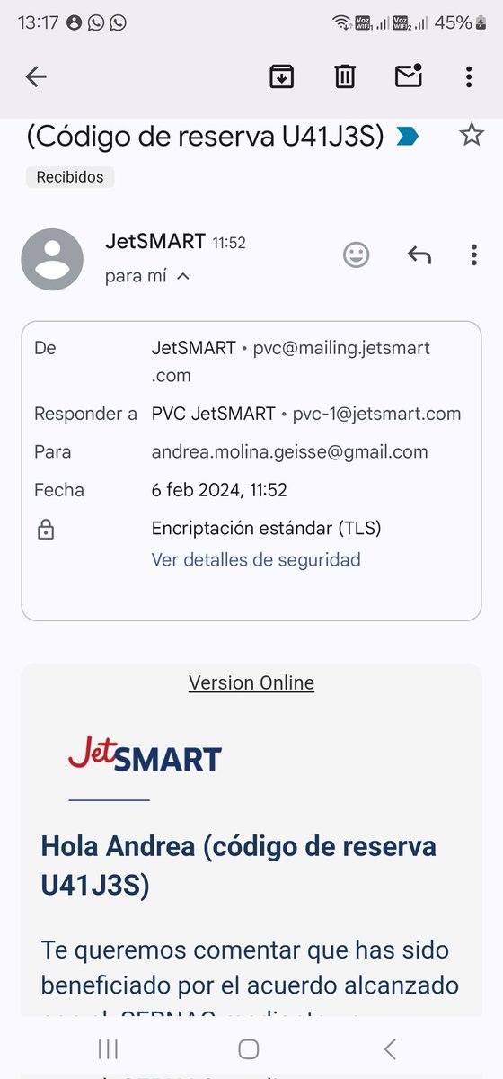 EndiMolina's tweet photo. @VuelaJetSMART hola! Quisiera saber si esta dirección de correo es efectivamente de uds. https://t.co/vJSJOdWsdw