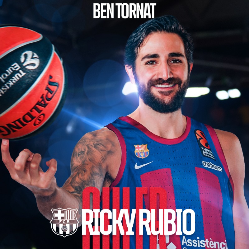 FCBbasket's tweet photo. 𝐎𝐅𝐈𝐂𝐈𝐀𝐋: Ricky Rubio, inscrit a l'ACB i l'Eurolliga ‼

𝑩𝒆𝒏𝒕𝒐𝒓𝒏𝒂𝒕 𝒂 𝒄𝒂𝒔𝒂, 𝑹𝒊𝒄𝒌𝒚 💙❤