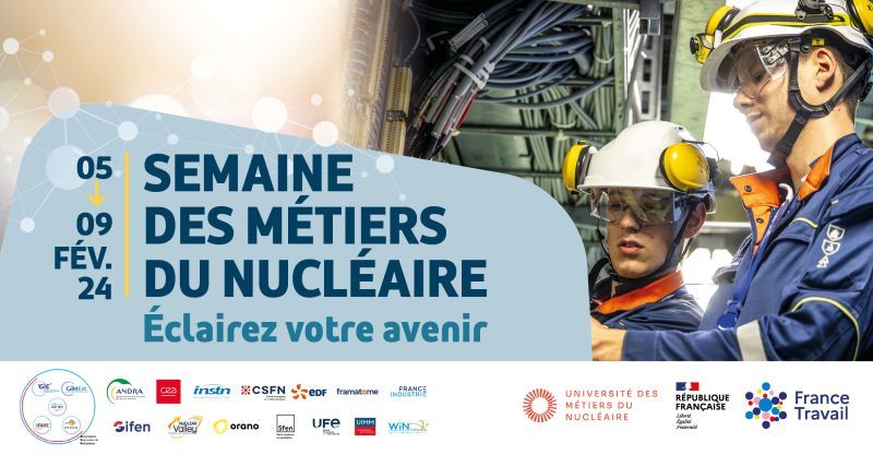 💡La filière #nucléaire, c’est plus de 220 000 emplois en France ! Participez à la Semaine des Métiers du Nucléaire du 5 au 9 février pour découvrir des opportunités de carrière passionnantes et durables.