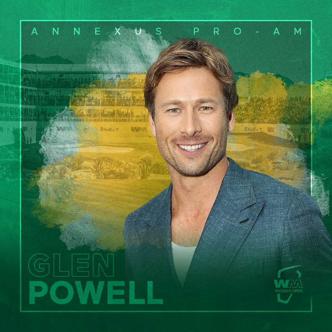 Glenn Powell. Call sign Hangman. Tomorrow at the @Annexus Pro-Am. Full list of celebs: bit.ly/3ux46I9