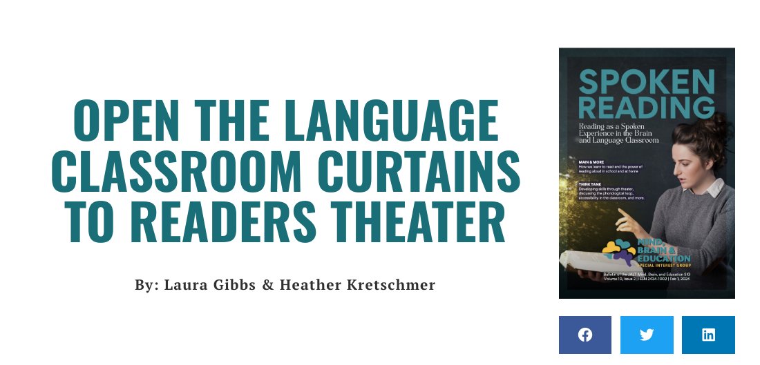 OnlineCrsLady's tweet photo. SO EXCITED about this piece w/ @HAKretschmer because I am the world's biggest believer in READING OUT LOUD, and Readers Theater is perfect way to do that together with others, making it even more fun:
Open the Language Classroom Curtains to Readers Theater
https://t.co/hat9xVwSlU https://t.co/12ziAF2G8R