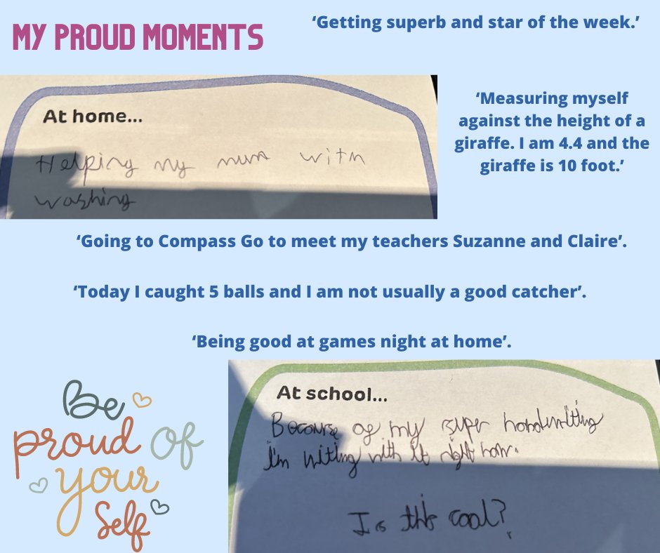 In our POD groups this week we added an activity for #ChildrensMentalHealthWeek from 'Place2Be' which asked the children to share something they are proud of either at home, at school or with their friends.
We wanted to share some of the incredible answers 💚