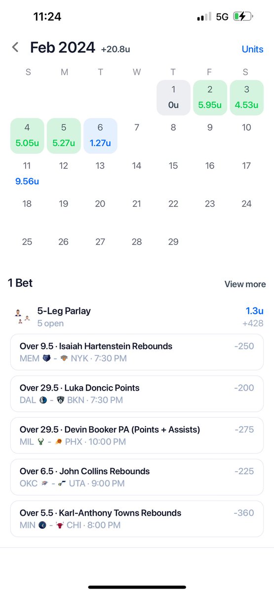 BConn15's tweet photo. @CodyBrownBets Here’s how my February is going. Been writing notes and trends on players/postions against certain teams based in your sheet and getting the bets out early before lines move. https://t.co/BQLLzOUBQl