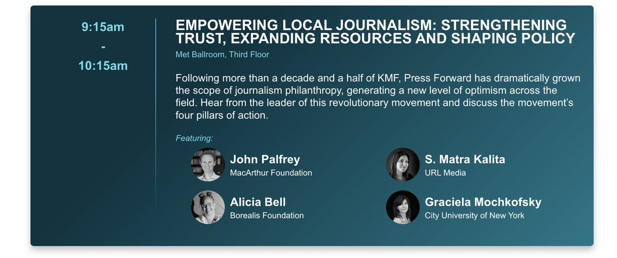 Honored to have been invited to moderate the opening panel at @KnightFound's Knight Media Forum this year, featuring three amazing people: @mitrakalita @aliciacbell @jpalfrey If you are planning to attend, I will see you in Miami!