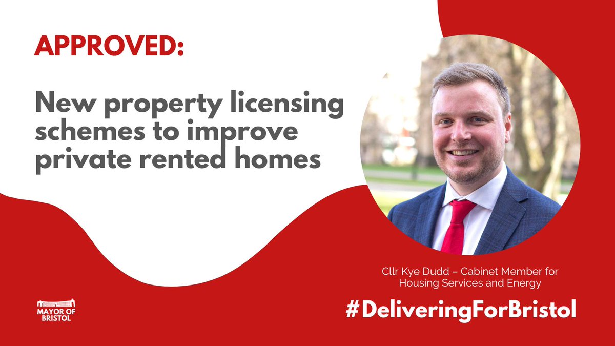 @BristolCityLeap @KyeDudd @BristolDon @BristolCouncil 🏡 Property licensing ✅ After improving 6,000 private homes already, and as we lobby for rent control powers, Cabinet backs a citywide additional licensing scheme and a targeted selective licensing scheme in Bishopston & Ashley Down, Cotham, and Easton: bit.ly/4blRAfn