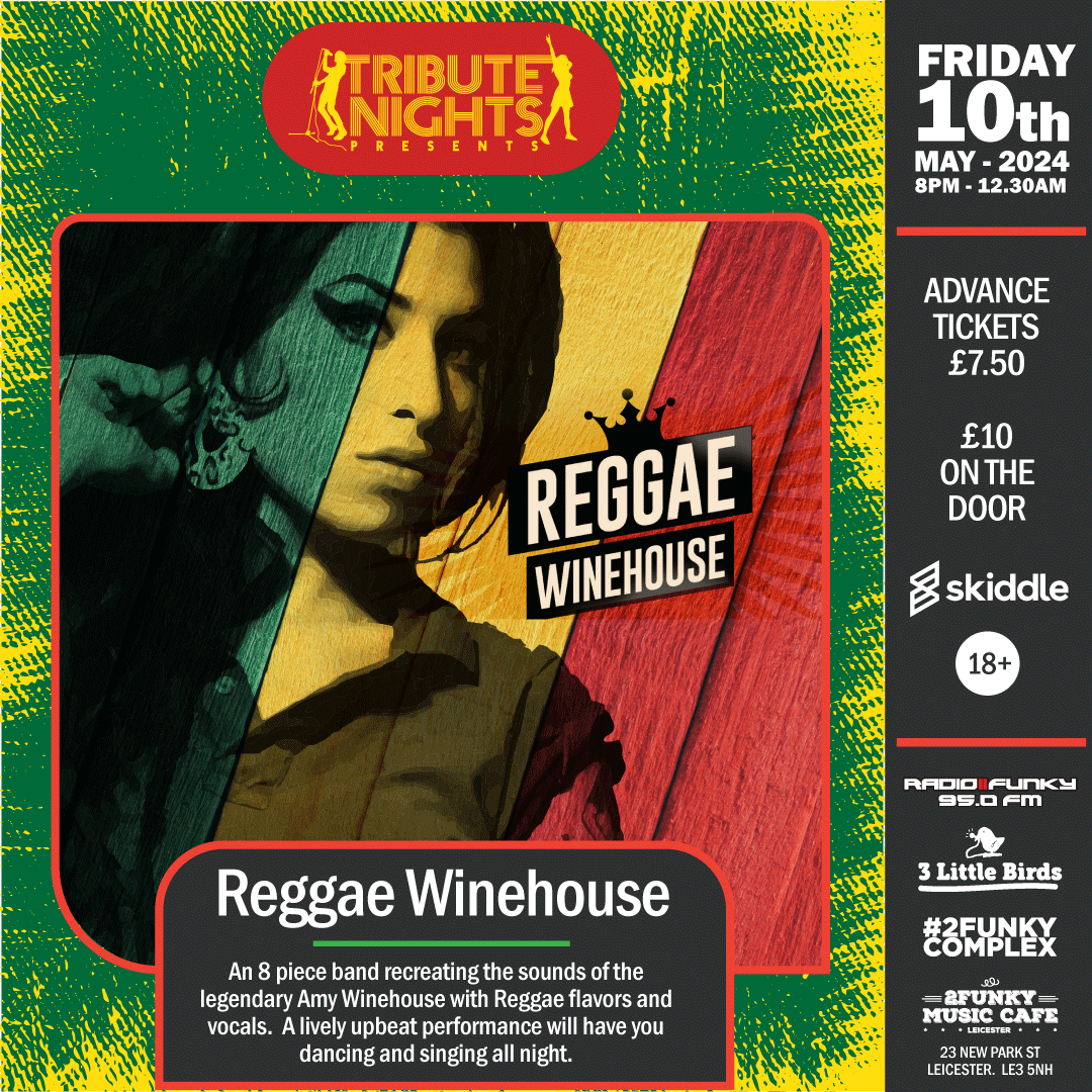 2funkymusiccafe's tweet photo. ️🎙️💚Reggae Winehouse💚🎙️

🗓: Friday 10th May 2024
🕛: 8pm - 12.30am
📍: 2Funky Music Cafe

https://t.co/YgAzRBPlqH

#2funkycomplex #2funkymusiccafe #reggaewinehouse #reggae #amywinehouse #livemusic #tributenights #leicesternightlife #leicesterevents #nightout https://t.co/H0w92GoAIe