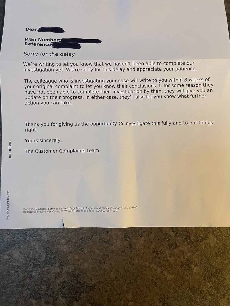 Smith53David's tweet photo. @DandG_Global 
I’m sure it’s policy, but 8 weeks to investigate a complaint 🤷‍♂️ https://t.co/cQIVmqkKL1