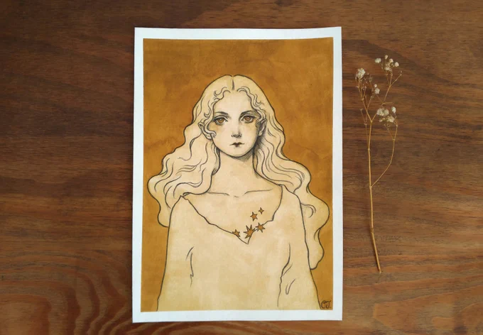 Because I am insane, I made 2 versions of this drawing. This was the first one, and I decided it didn't look good enough and made a second one that looks only slightly different. Turns out this one looks fine! Go figure.The 2nd one has been sold. This one is available! 