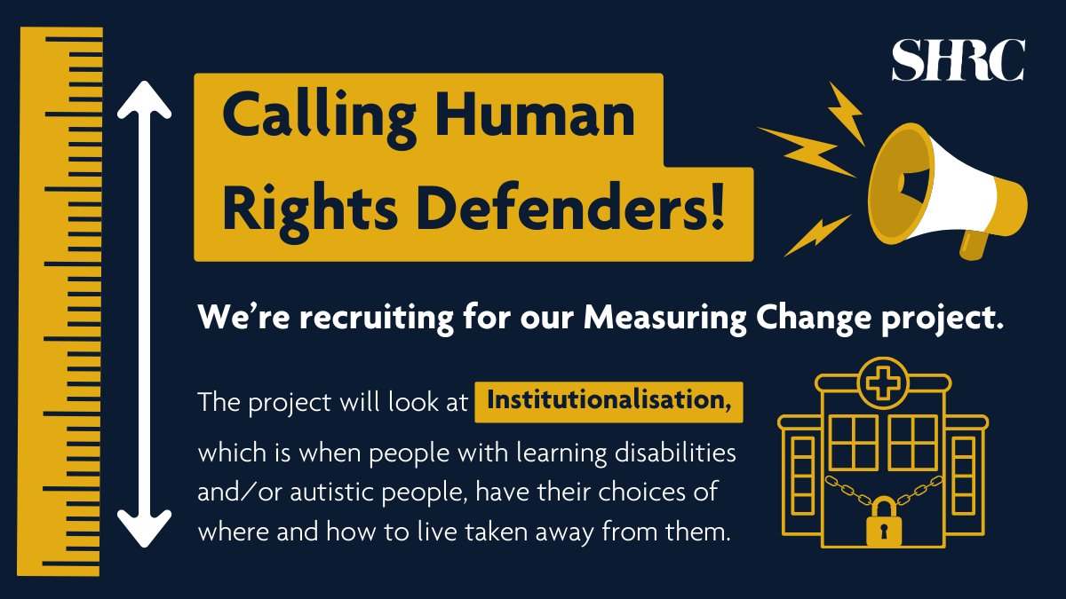 We're recruiting 5 Human Rights Defenders to create a resource that helps people with learning disabilities, autistic people, & those who support them to measure human rights changes around institutionalisation. Find out more in our Easy Read recruitment pack:…
