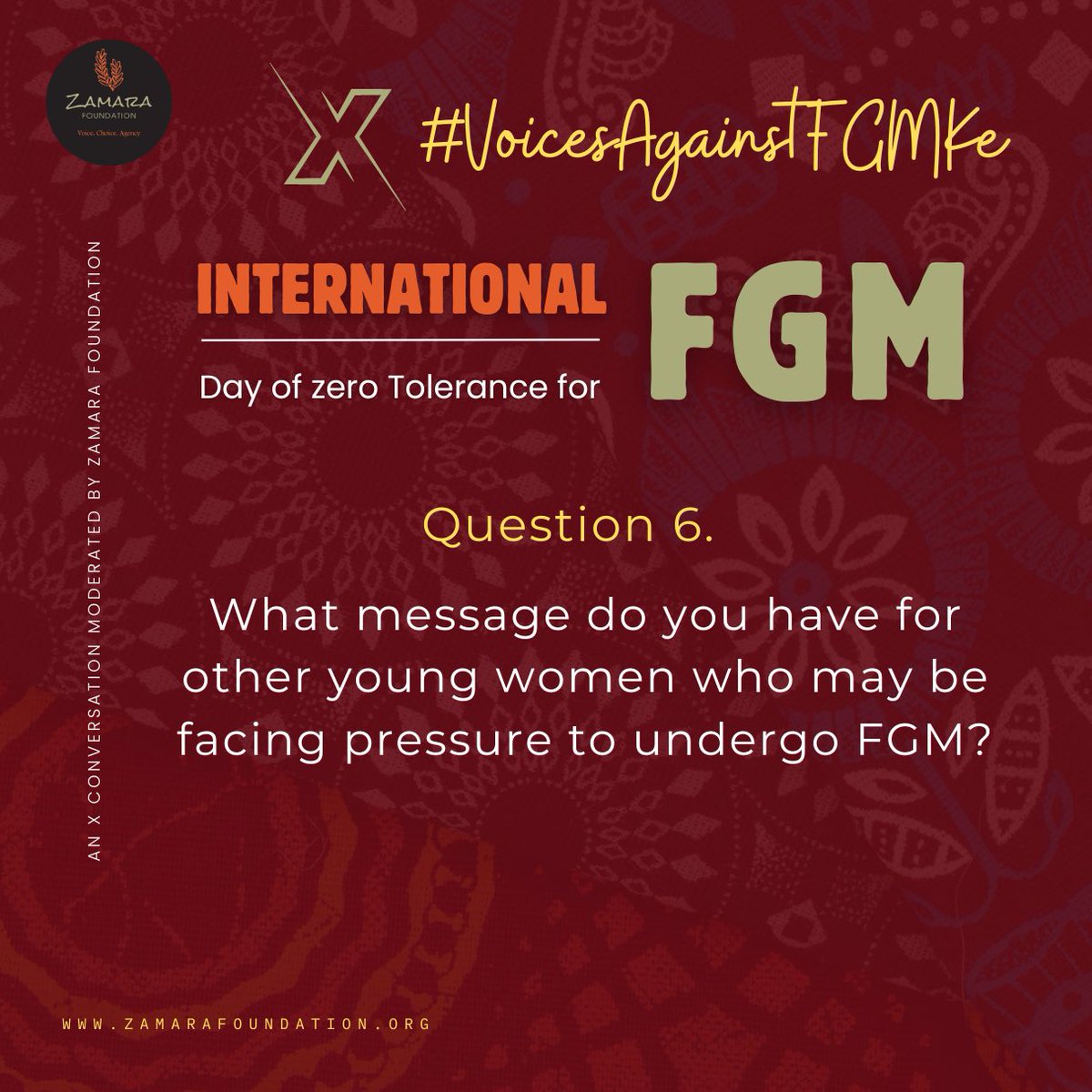 FGM is an atrocious act that might scar you for life,so do not fold to the pressure ,you are stronger than you think. @Zamara_fdn #VoicesAgainstFGMKe #ZamaraVoices