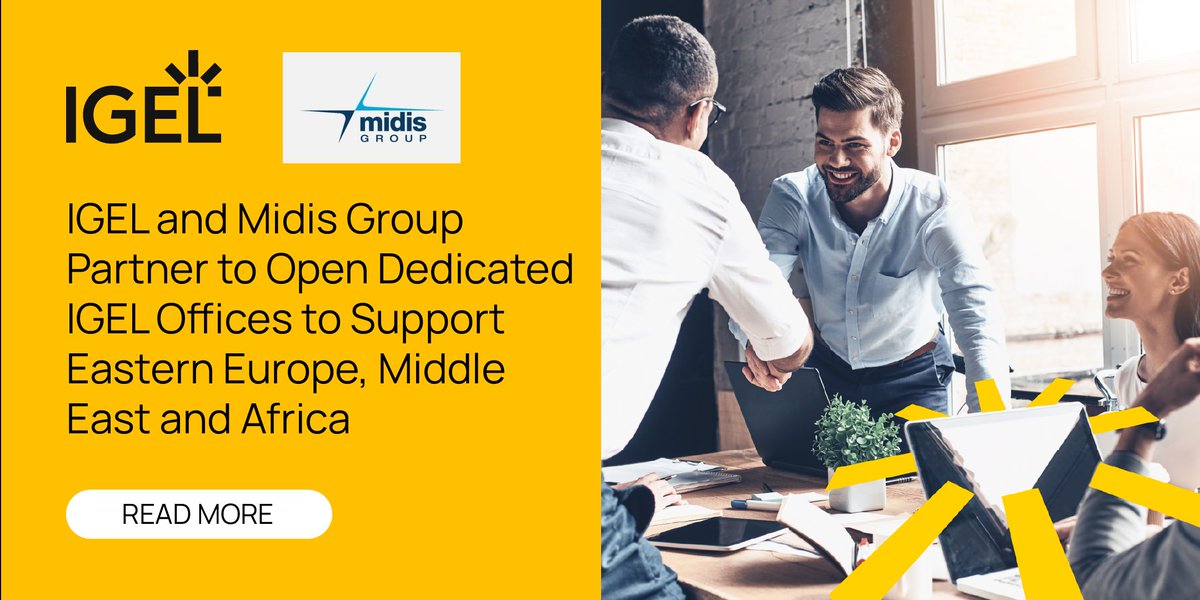 IGEL_Technology's tweet photo. IGEL and Midis Group partner to accelerate the adoption of IGEL OS across emerging markets with expanded on-the-ground reach across 70 countries. #IGELOS #endpoint https://t.co/GSwKU63ivx https://t.co/piom6M95fl