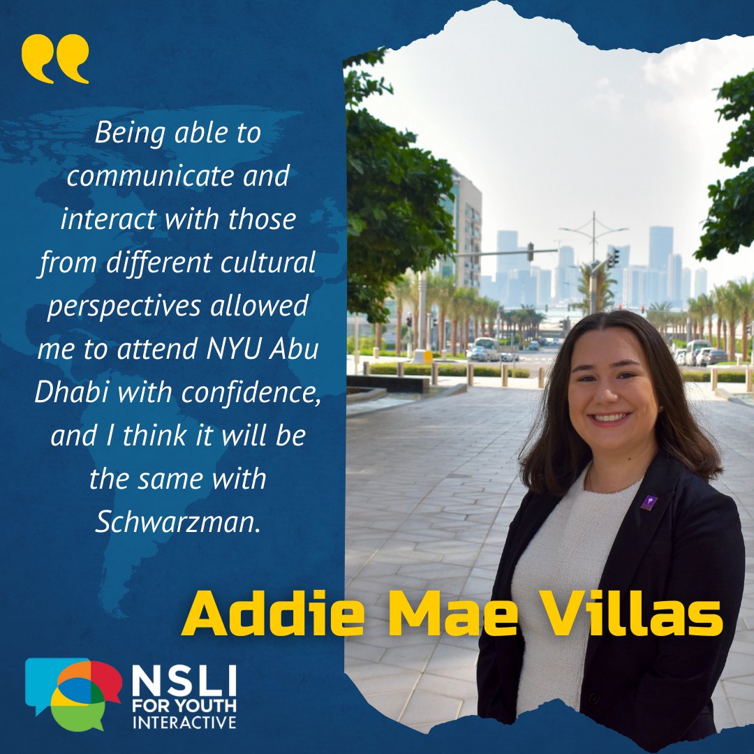 Addie Mae Villas, an alumna of the 2018 Arabic Program in Morocco, is our 2nd of 3 alumni awarded t/ Schwarzman Scholarship. After completing the Scholars program, Addie Mae intends to return to the US to attend law school specializing in International Criminal Law. @ECAatState