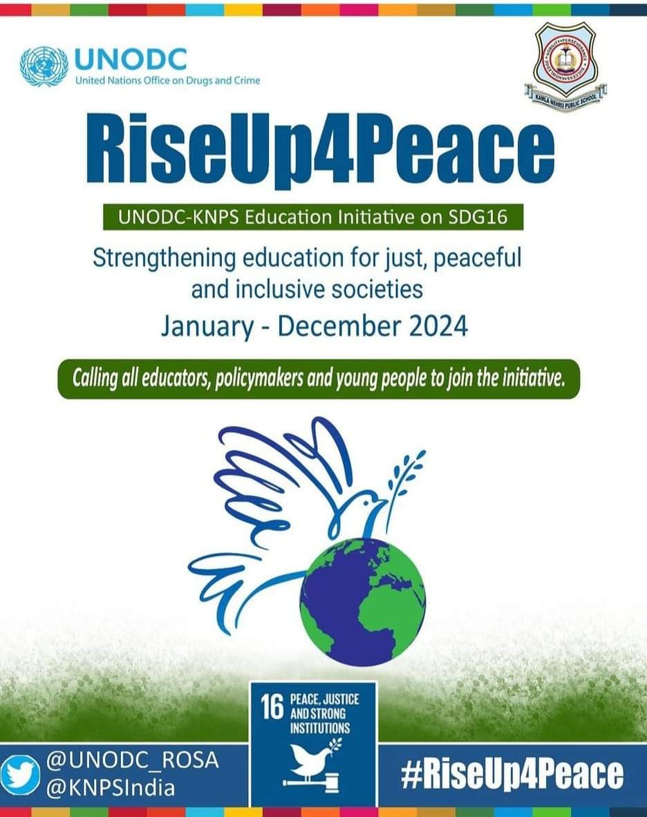 Peace is something we must all work for, every day, in every country.” — Ban Ki-moon #RiseUp4Peace is a UNODC & @KnpsIndia educational initiative . Sharing the concept note lnkd.in/eh5e3bgB Do register pls.Registration Link: lnkd.in/g4KFhY4n #UNODC