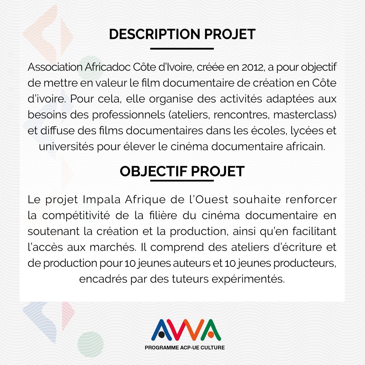 Programme ACP-UE Culture : AWA tweet media