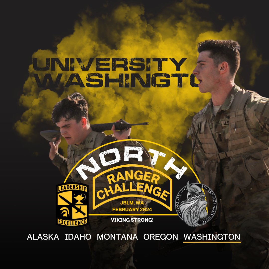 8BDEArmyROTC's tweet image. Only 3️⃣ days until #RangerChallenge returns to Joint Base Lewis-McChord! The #1 team next weekend will secure one of the two spots on the #RoadToSandhurst heading to the Sandhurst Military Skills Competition hosted by @WestPoint_USMA in April. 🤗