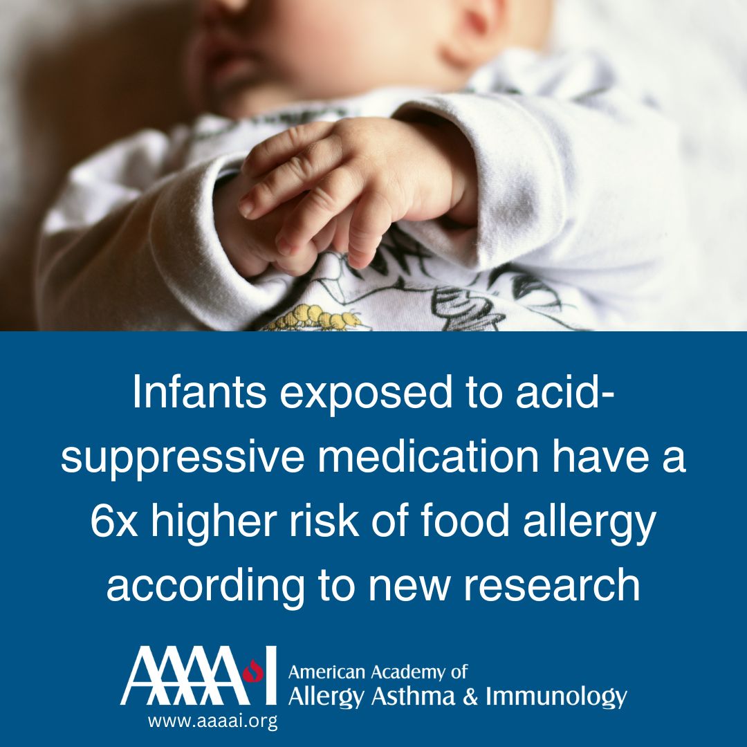 Acid-suppressive medication and antimicrobial use in infancy associated with food allergy and anaphylaxis according to new research being presented at the 2024 AAAAI Annual Meeting. #AAAAI24 #FoodAllergy
ow.ly/MjXV50QyqAt