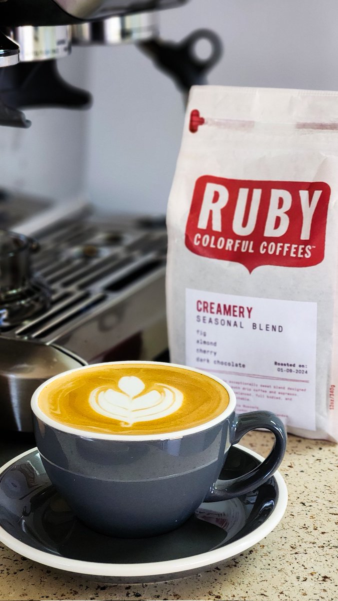 My morning homemade latte courtesy of <a href="/RubyRoasters/">Ruby Coffee Roasters</a> coffees