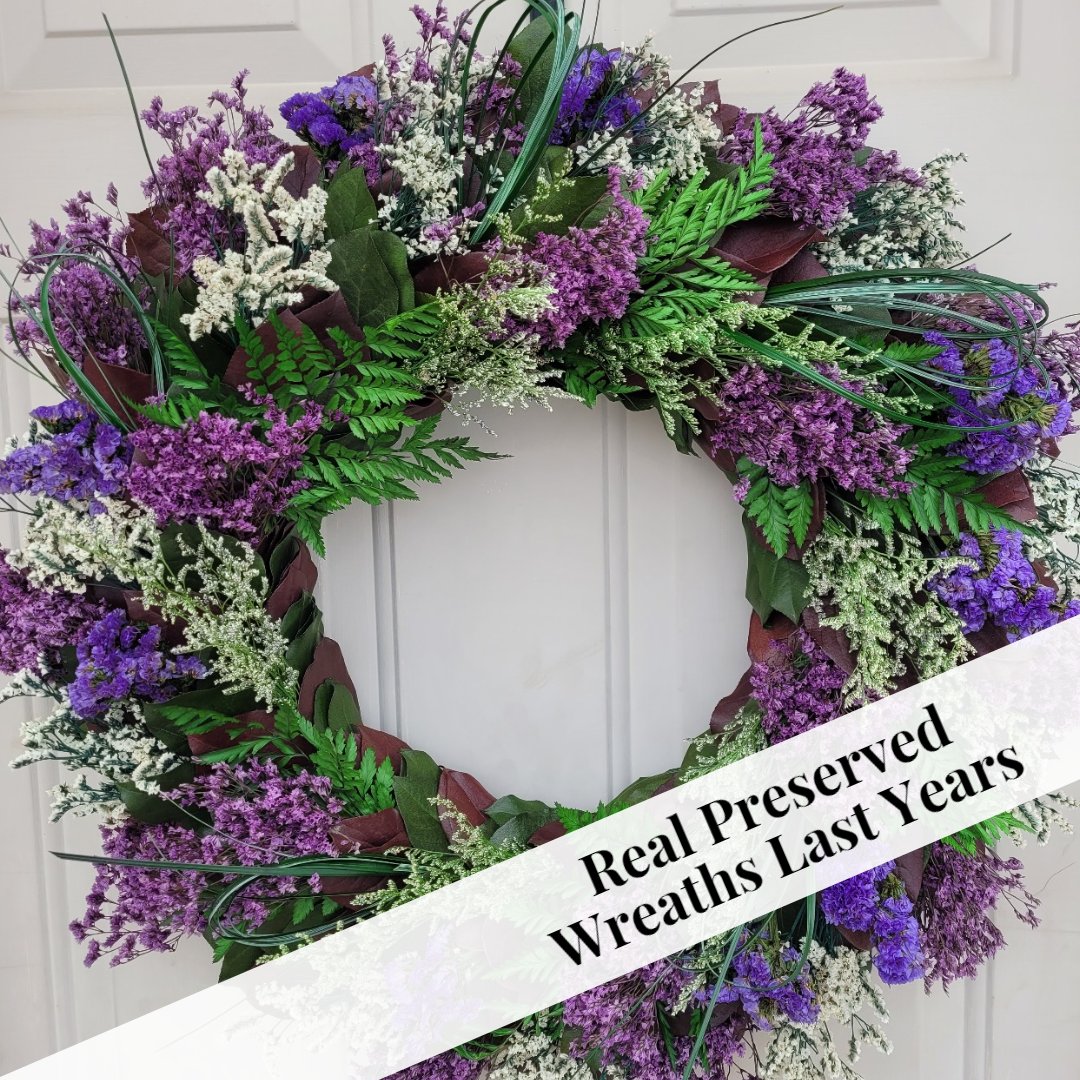 100% real preserved foliage wreath that will last years! Shop endlessblossoms.etsy.com #wreathsforsale #wreaths #handmadewreaths #doorwreaths #realwreaths #preservedwreath #naturalwreath