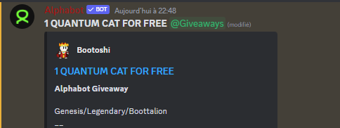KsouMa_on_X's tweet photo. Legendary moove by @BitcoinBoos Team :   
1 Quantum CAT (0.25 BTC / 11k$) FOR FREE  
Shoot out to @KingBootoshi x @KingBlootoshi <3 

And yes, FP of the Bootalion collection is only 0.0089 BTC / 380$.

And it's just the beginning! Don't FADE!!! https://t.co/RsXa40pLOj