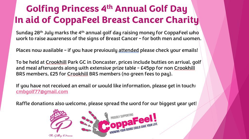2024 CoppaFeel Cup Golf Day now open for business!  
Email address on the flyer below, more details in the comments.  Don’t leave it too late and miss out, drop me a line to get your name on the list 🏌️‍♂️🏌️‍♀️
#golfmates #charitygolf