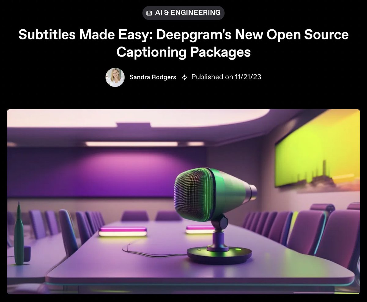 Want high quality, open-source speech-to-text AI? Check out our new captioning packages!

For JavaScript and Python, these OSS packages empower developers to effortlessly generate SRT and WebVTT captions!

Learn more below 👇