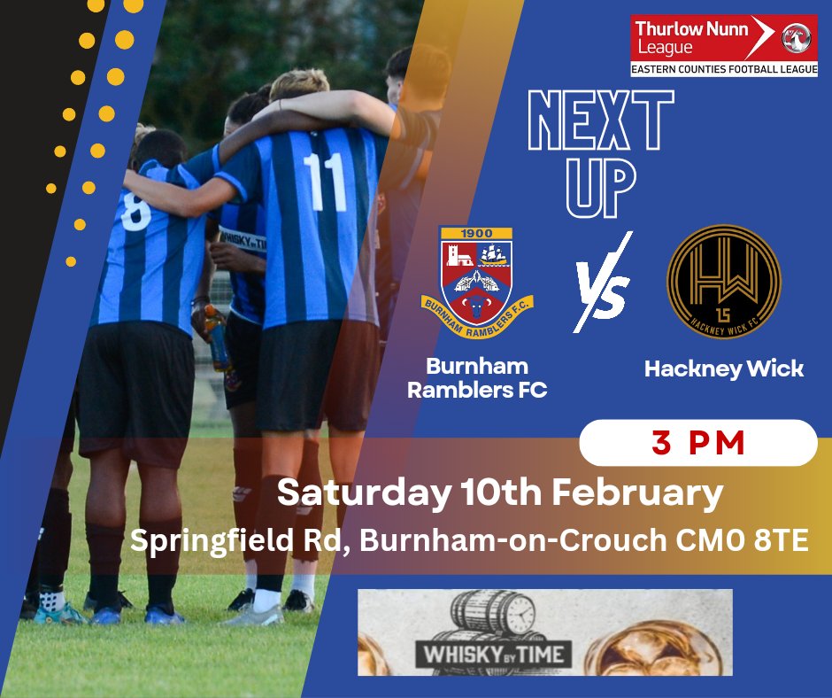 Burnham Ramblers FC (@burnhamramfc) on Twitter photo NEXT UP! ⚽️
At home on Saturday to <a href="/HackneyWickFC/">Hackney Wick FC</a>
#homegame #thurlownunnleague #uptheramblers NEXT UP! ⚽️
At home on Saturday to <a href="/HackneyWickFC/">Hackney Wick FC</a>
#homegame #thurlownunnleague #uptheramblers