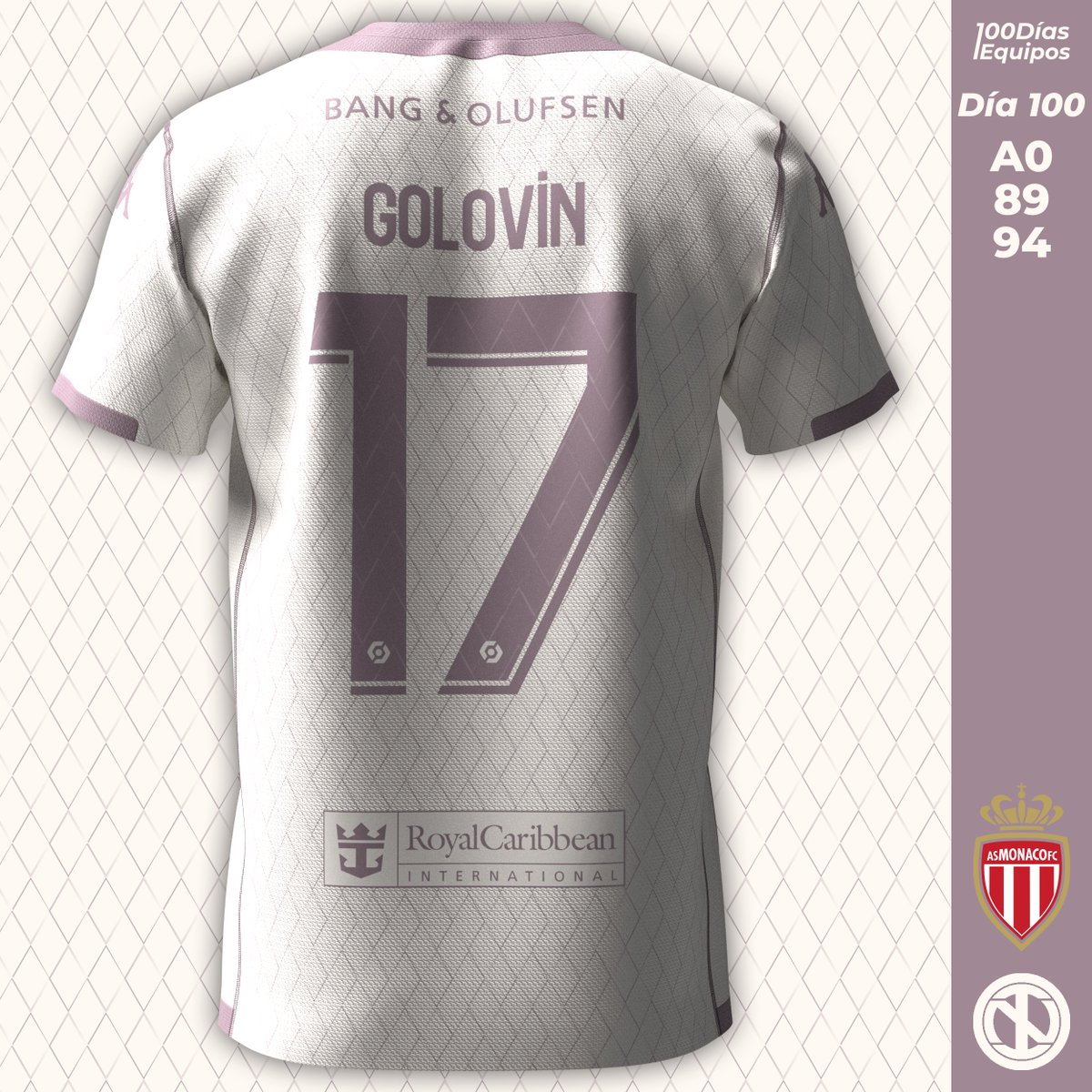 designedbyONI's tweet photo. AS Monaco | Third Kit
It is off-white with a diamond pattern in violet; the latter is also used for all trims and applications.

#100Días100Equipos #Día100 https://t.co/aZwqADqclY