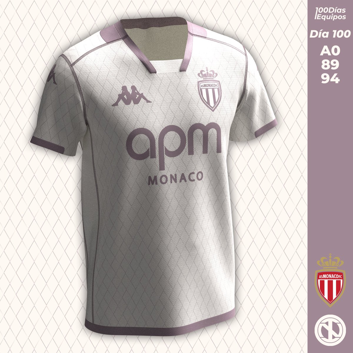 designedbyONI's tweet photo. AS Monaco | Third Kit
It is off-white with a diamond pattern in violet; the latter is also used for all trims and applications.

#100Días100Equipos #Día100 https://t.co/aZwqADqclY