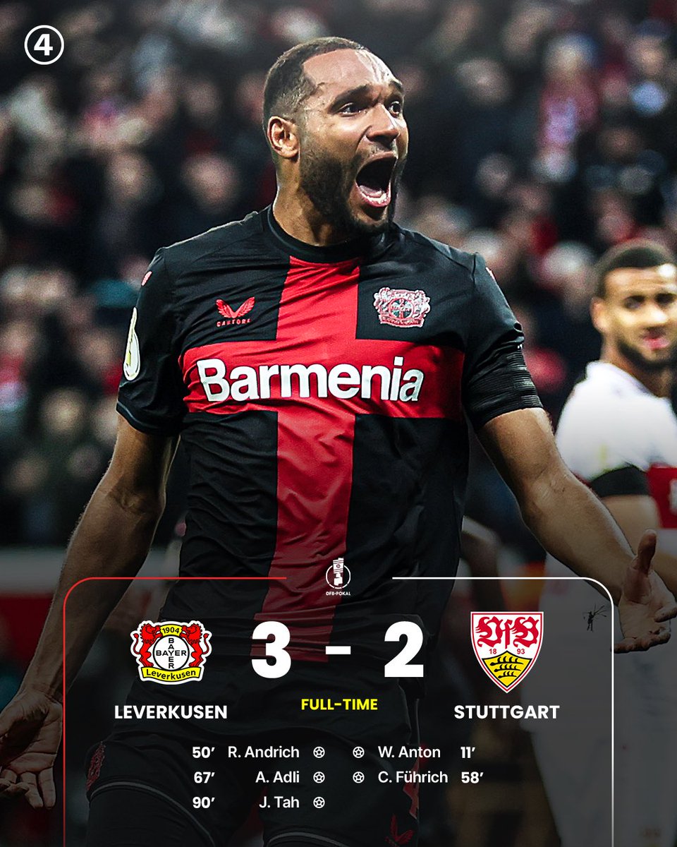 433's tweet photo. Leverkusen come from behind TWICE to reach the DFB-Pokal semifinals 🔥😮‍💨 https://t.co/UlrAEPvsXq