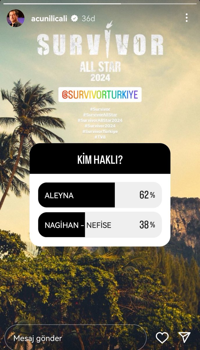 #nagi #acun abinin sayfasinda oylama yapmiş