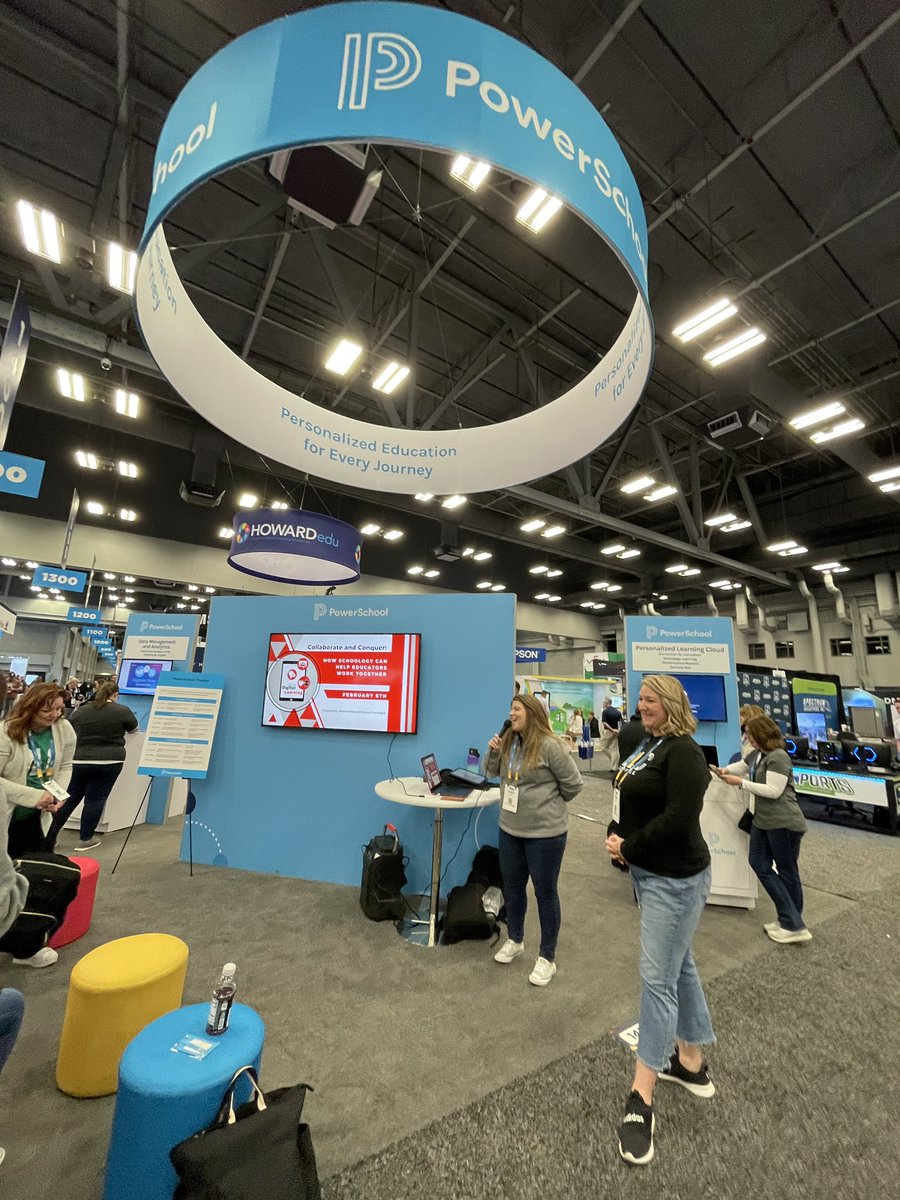 @dollarchampagne and @UnmaskedEd presented at the @MyPowerSchool booth in the #TCEA exhibit hall, highlighting the way our CISD educators utilize @Schoology to collaborate across the district. #CISDLearns @coppelldlc