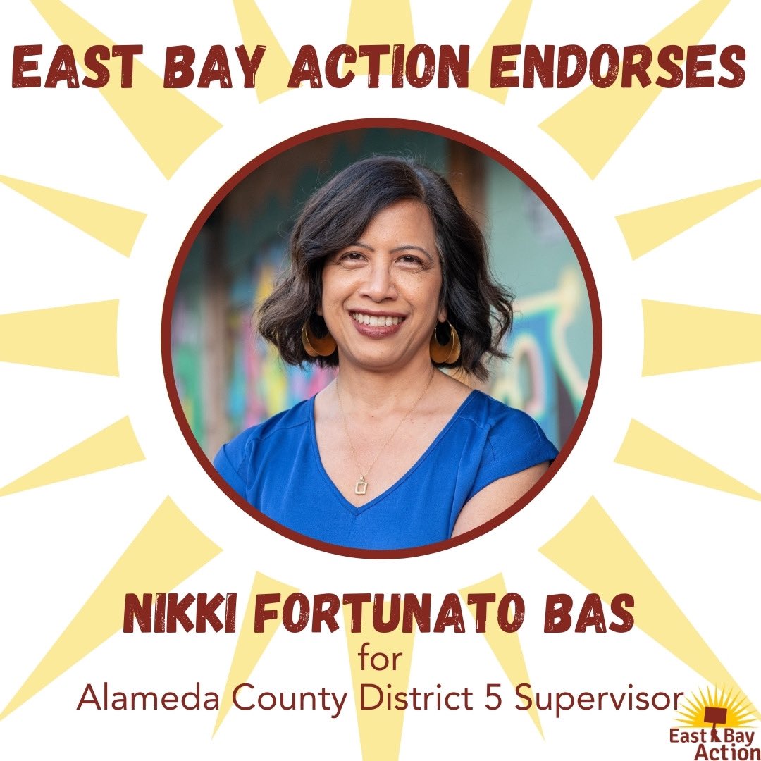 We are proud to endorse Nikki Fortunato Bas for Alameda County District 5 Supervisor. She has numerous accomplishments as Council President &amp; D2 Councilmember, incl. prioritizing homelessness prevention and stable housing, worker justice, community safety, &amp; equitable taxation.