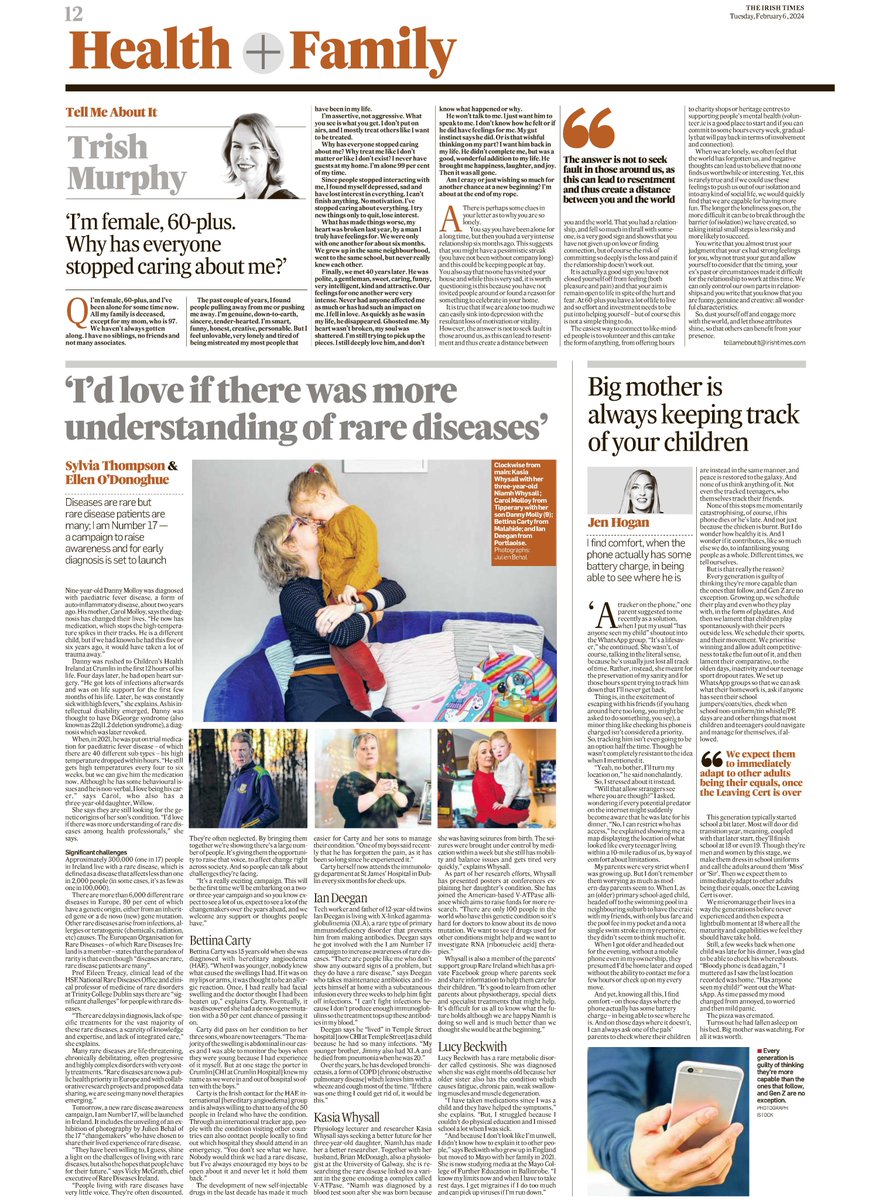 Rare Diseases Ireland (@rarediseasesie) on Twitter photo Big spread in <a href="/IrishTimes/">The Irish Times</a> today - it's not so rare to live with a rare disease!
300,000 people living with rare diseases in Ireland.
1 in 17 of the population.
Tomorrow will see launch of a new campaign #IamNumber17
irishtimes.com/health/your-we… Big spread in <a href="/IrishTimes/">The Irish Times</a> today - it's not so rare to live with a rare disease!
300,000 people living with rare diseases in Ireland.
1 in 17 of the population.
Tomorrow will see launch of a new campaign #IamNumber17
irishtimes.com/health/your-we…