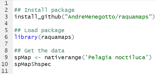 If you want to retrieve suitability maps for individual marine species from AquaMaps using R, I fixed the bugs in the ‘nativerange’ function of the “raquamaps” R package. 🤓 🗺️ 🪼 Not in the main repo yet, but you can use the version from my GitHub: