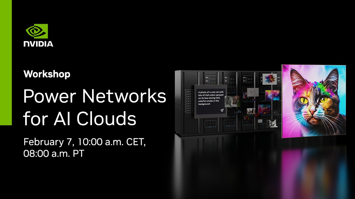 NVIDIANetworkng's tweet image. Last call! Dive into the future of technology on February 7 at 10 AM CET and 8 AM PT. Uncover the technologies needed to power networks for AI Factories, Clouds, and #NetworkingforAI in data centers. Register now: nvda.ws/42tnVN9